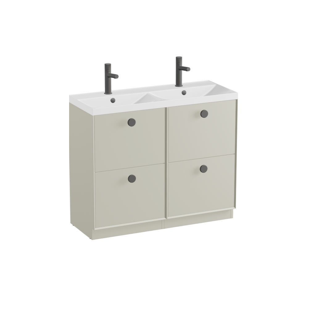 Vado Safari Smooth 1000mm Cashmere Floor Mounted Vanity Unit & Gloss Basin