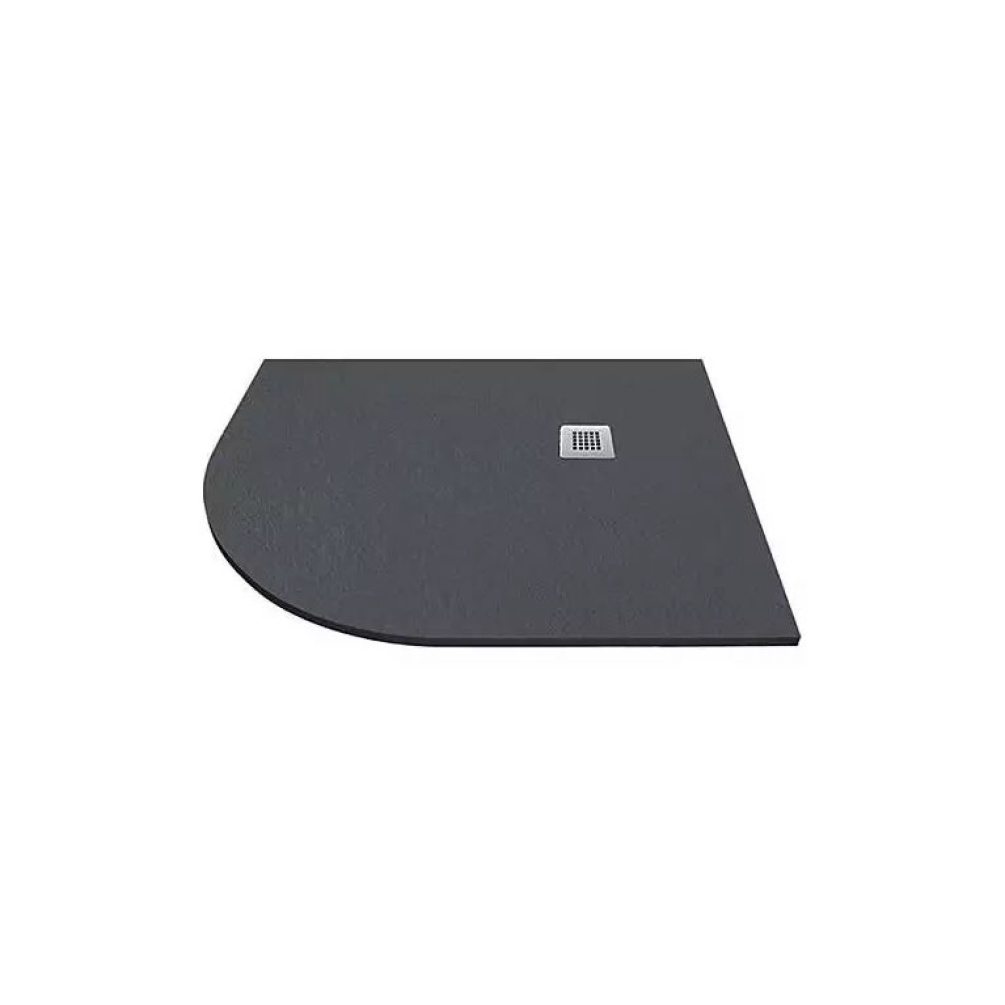 Cutout image of Tissino Giorgio2 Graphite Slate 1000 x 800mm Stone Resin Offset Quadrant Shower Tray