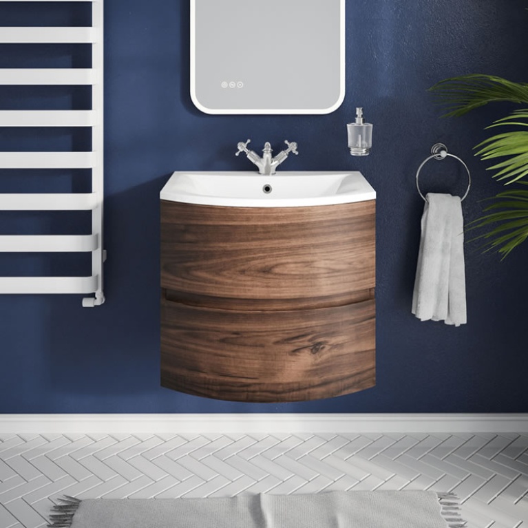 Crosswater Svelte Walnut Vanity Unit & Basin Sanctuary Bathrooms