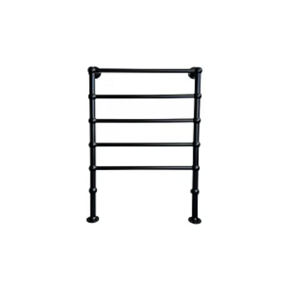 Product cut out image of the Radox Edwardian 1000mm x 700mm Matt Black Floor Standing Electric Towel Rail