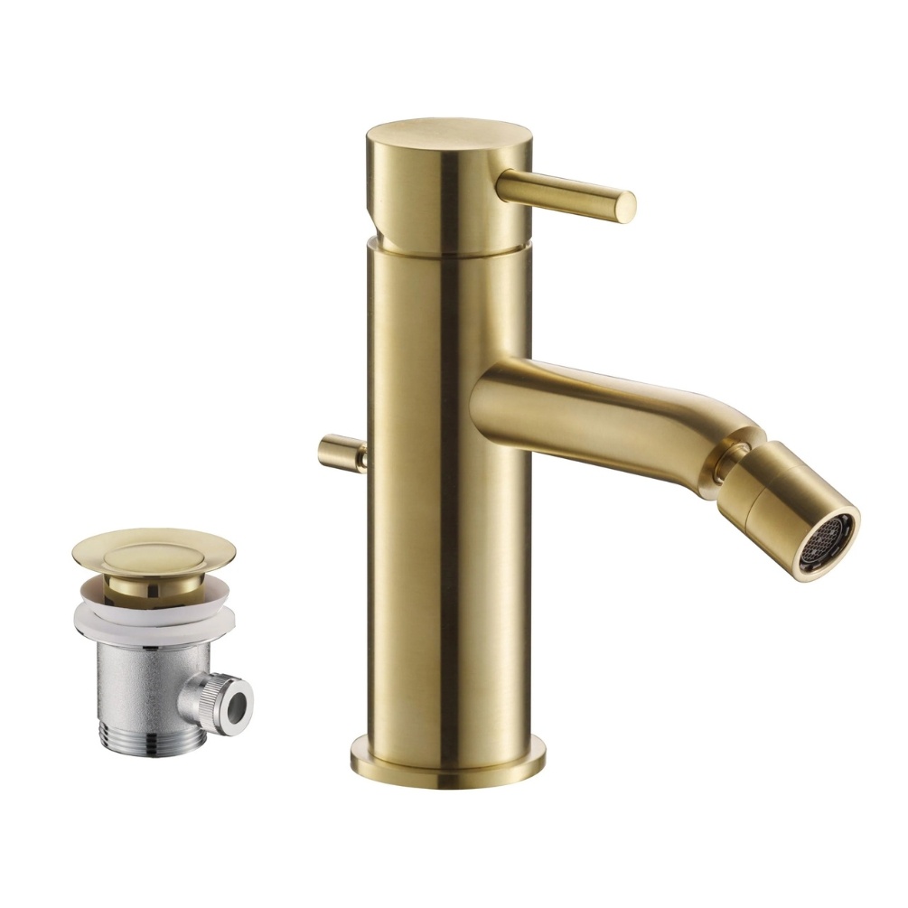 Image of JTP Vos Brushed Brass Single Lever Bidet Mixer w Pop up Waste