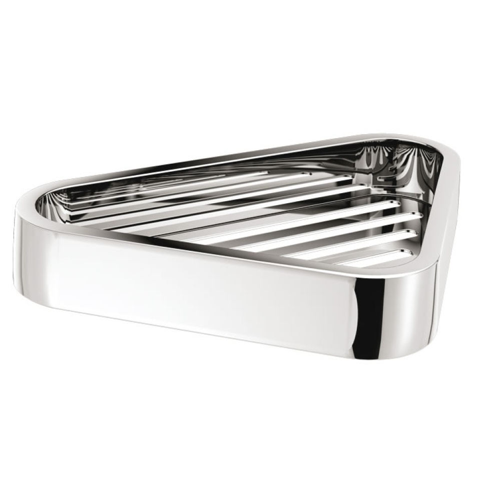 Cutout image of Origins Living Gedy Outline Corner Shower Basket Chrome.