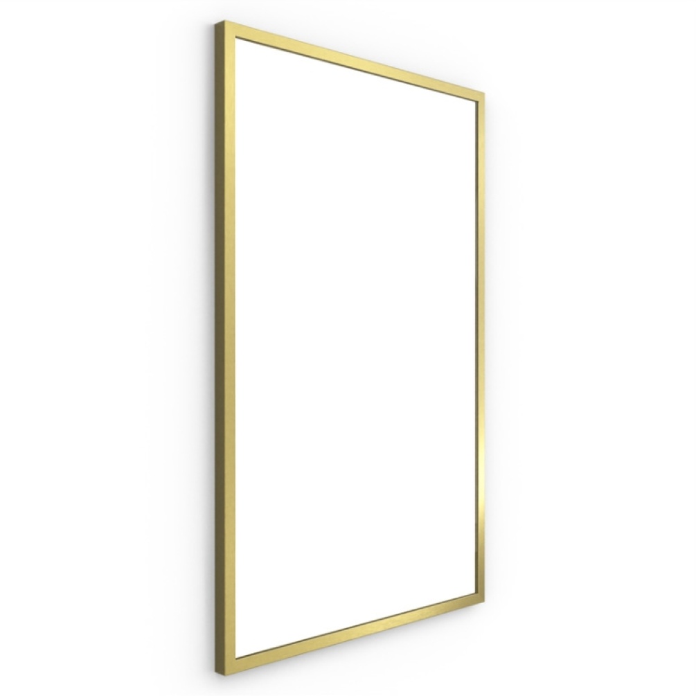 Product Cut out image of Bathroom Origins Docklands Brushed Brass Rectangular Mirror 500mm on an angle