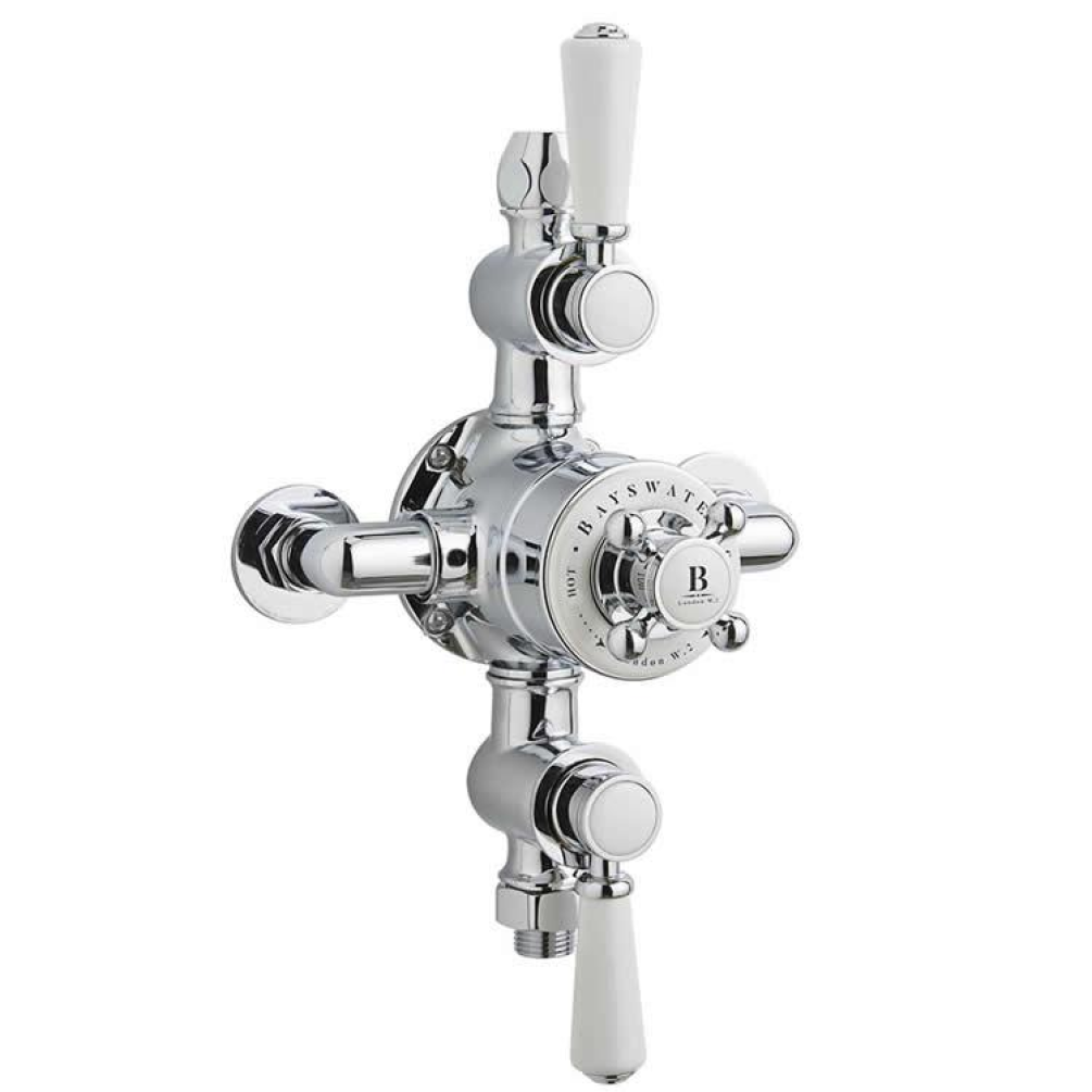 Photo of Bayswater White & Chrome Two Outlet Exposed Shower Valve