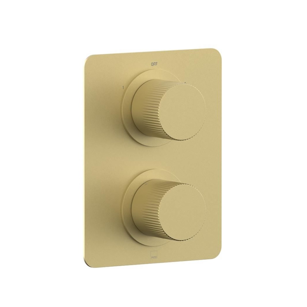 Vado Safari Leverless Fluted Satin Brass Thermostatic Shower Valve - 2 Outlet 2 Handle