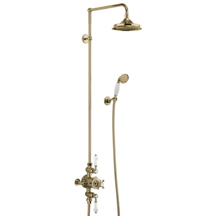 Product Cut out image of the Burlington Avon Gold Exposed Thermostatic Shower with Handset