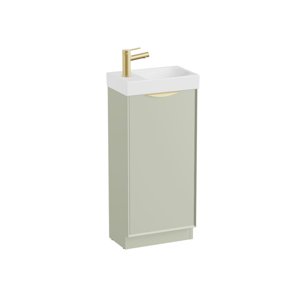 Vado Safari Smooth 400mm Sage Green Vanity Unit & Ceramic Basin - Right Pull