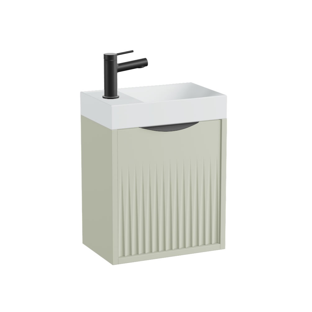 Vado Safari Fluted 400mm Sage Green Vanity Unit & Mineral Basin