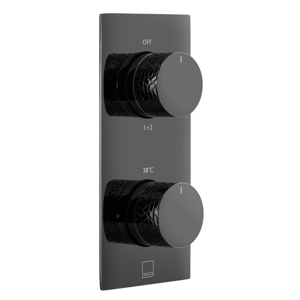 Cutout image of Vado Omika Noir Twin Outlet Thermostatic Shower Valve