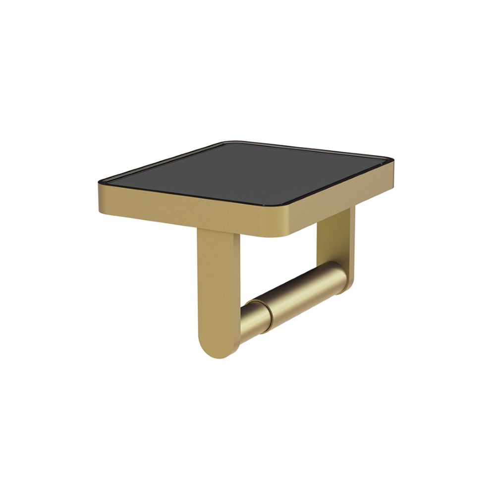 Cut out image of Vado Cameo Muse Satin Brass Paper Holder with Black Glass