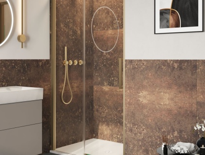 Lifestyle image of Crosswater Asura 8 Brushed Brass 1200mm Sliding Shower Door