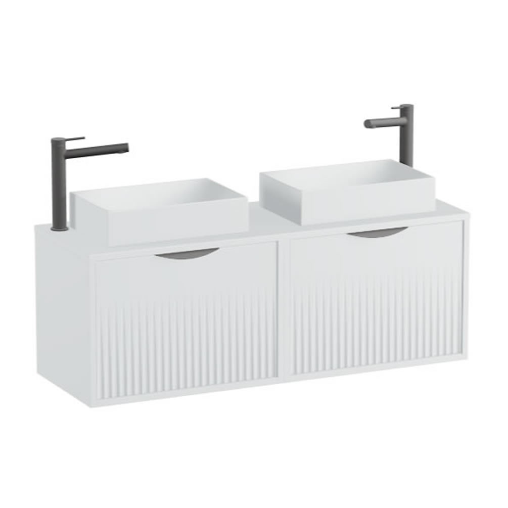 Vado Safari Fluted 1200mm Arctic White Wall Hung Vanity Unit & Arctic Worktop