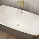 Imex Freestanding Bath Brushed Brass Waste Dome Lifestyle