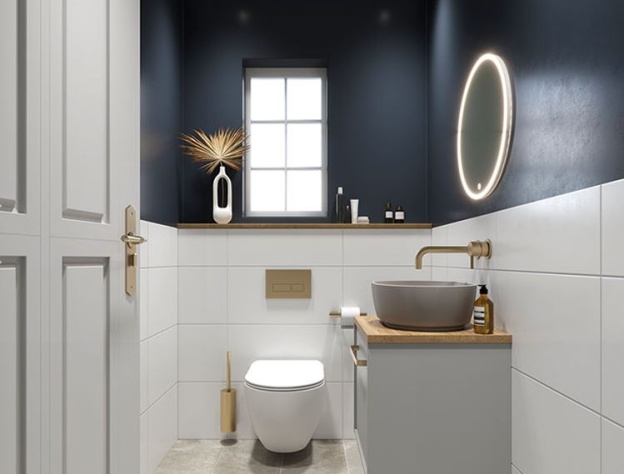 Product Lifestyle image of the Crosswater Brushed Brass Cloakroom Suite