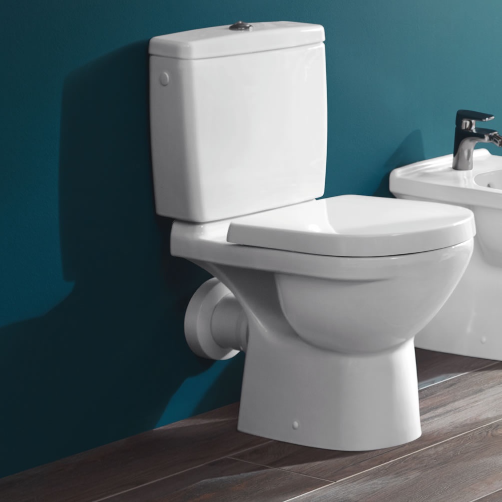 Lifestyle image of Villeroy & Boch O.Novo Bottom Inlet Rimless Close-Coupled Toilet