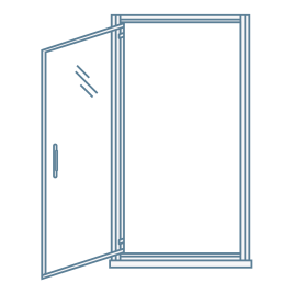 iconography image of a hinged shower door