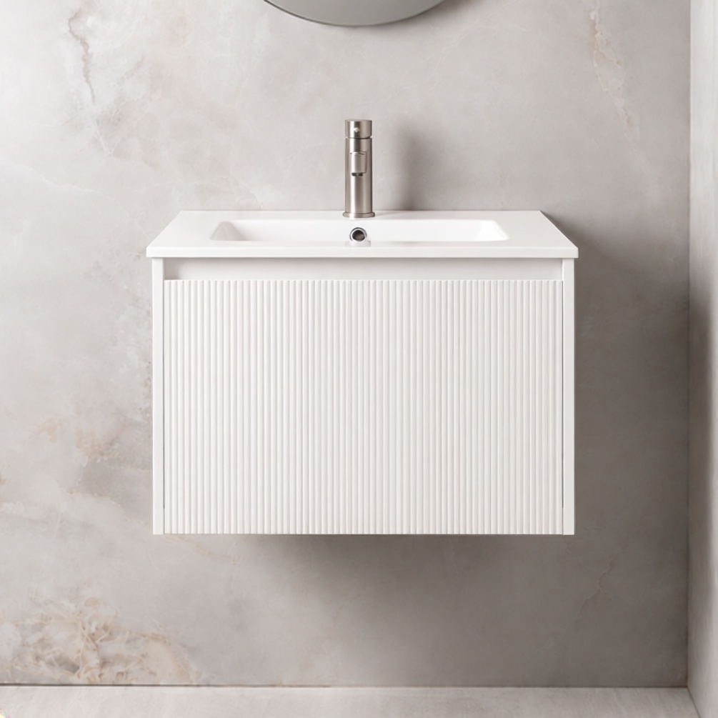 Montara 500mm Matt White Wall Hung Vanity Unit & Basin Lifestyle Image