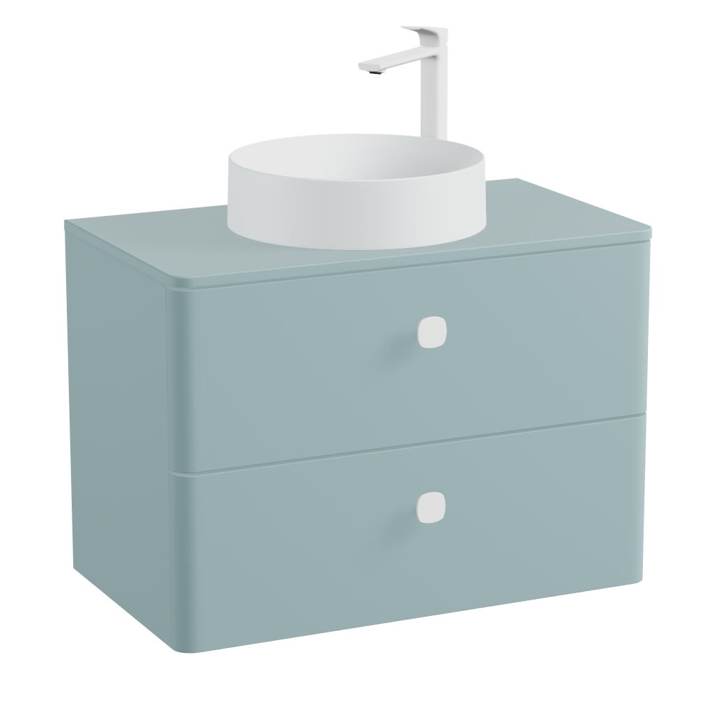 Vado Cameo 800mm Cove Blue Wall Hung 2 Drawer Vanity Unit, Worktop & Arctic Basin