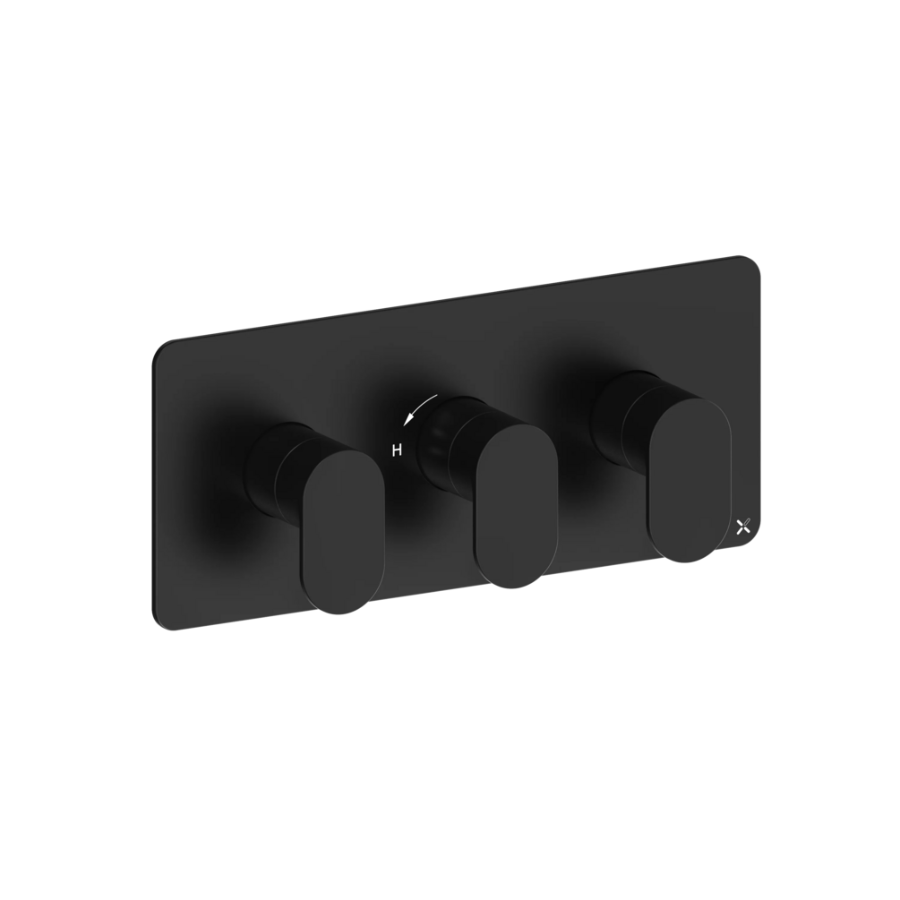 Crosswater Drift Matt Black Landscape 2 Outlet 3 Handle Shower Valve