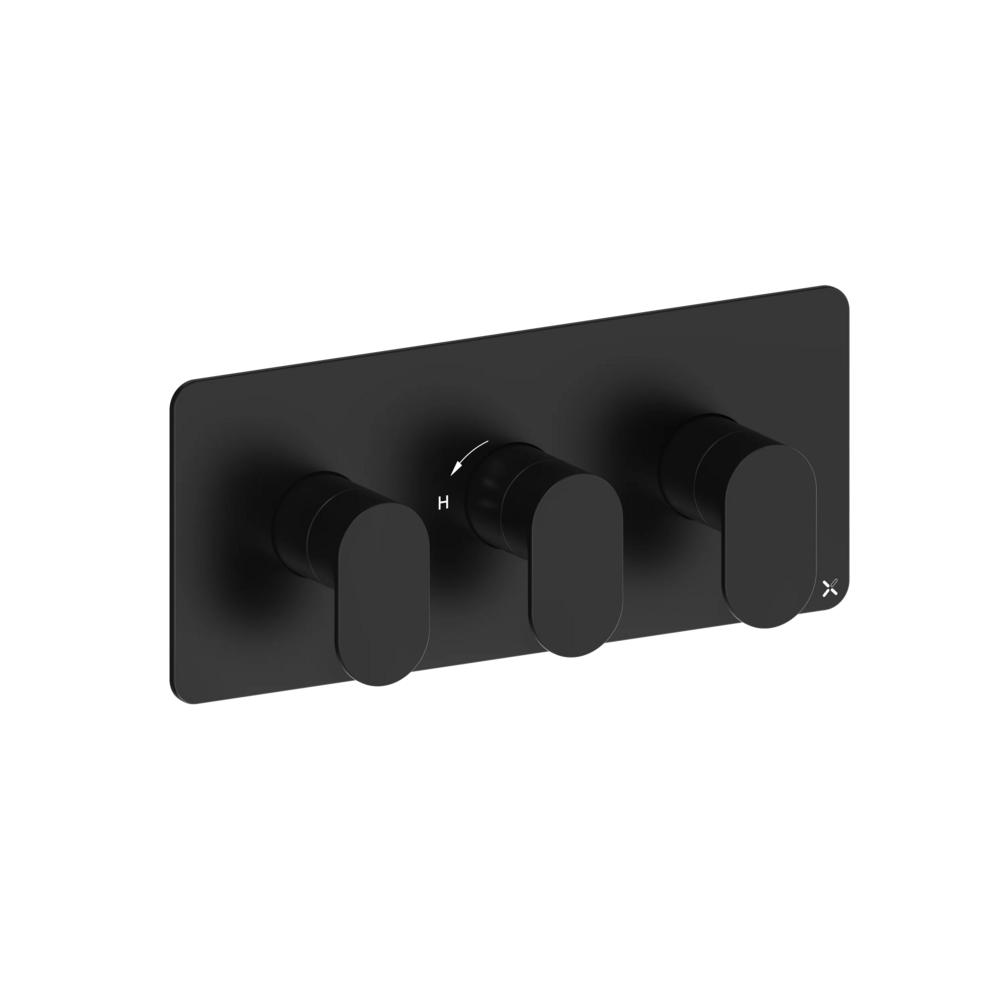 Crosswater Drift Matt Black Landscape 2 Outlet 3 Handle Shower Valve