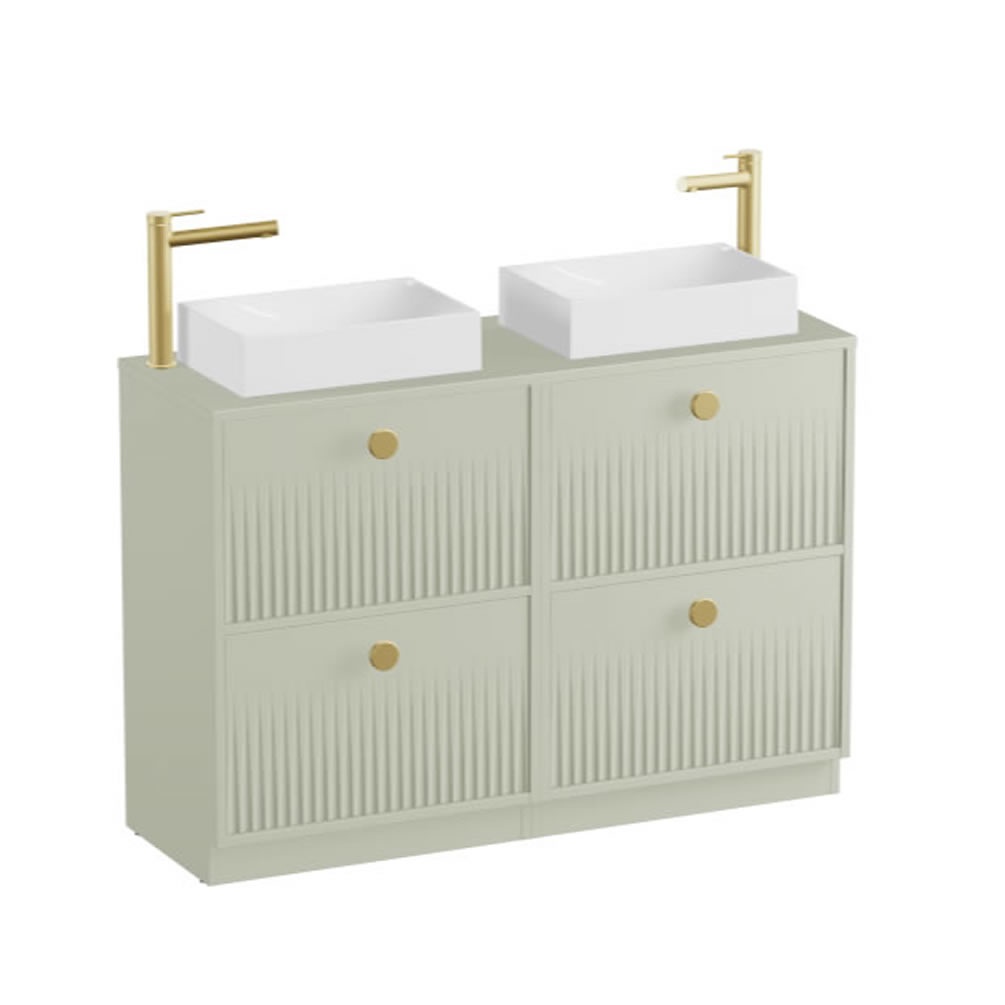 Vado Safari Fluted 1200mm Sage Green Floorstanding Vanity Unit & Worktop