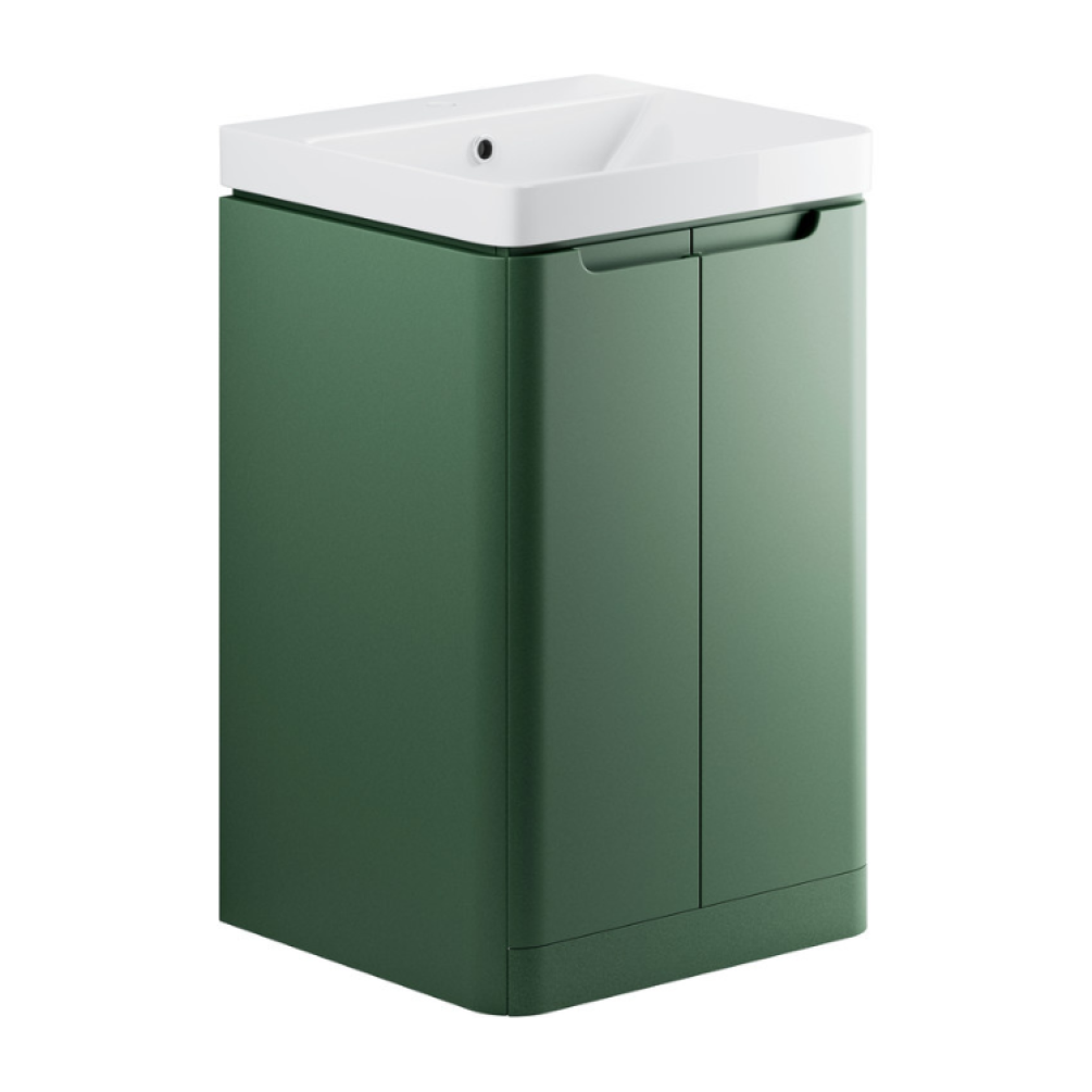 Apex 500mm Matt Sage Green 2 Door Floorstanding Vanity Unit & Basin