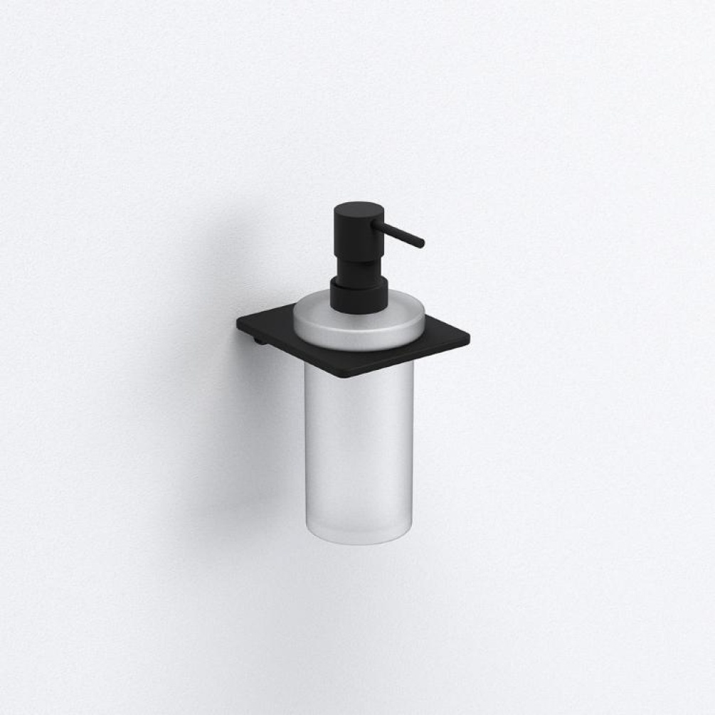 Close up product image of the Origins Living S Cube Black Soap Dispenser