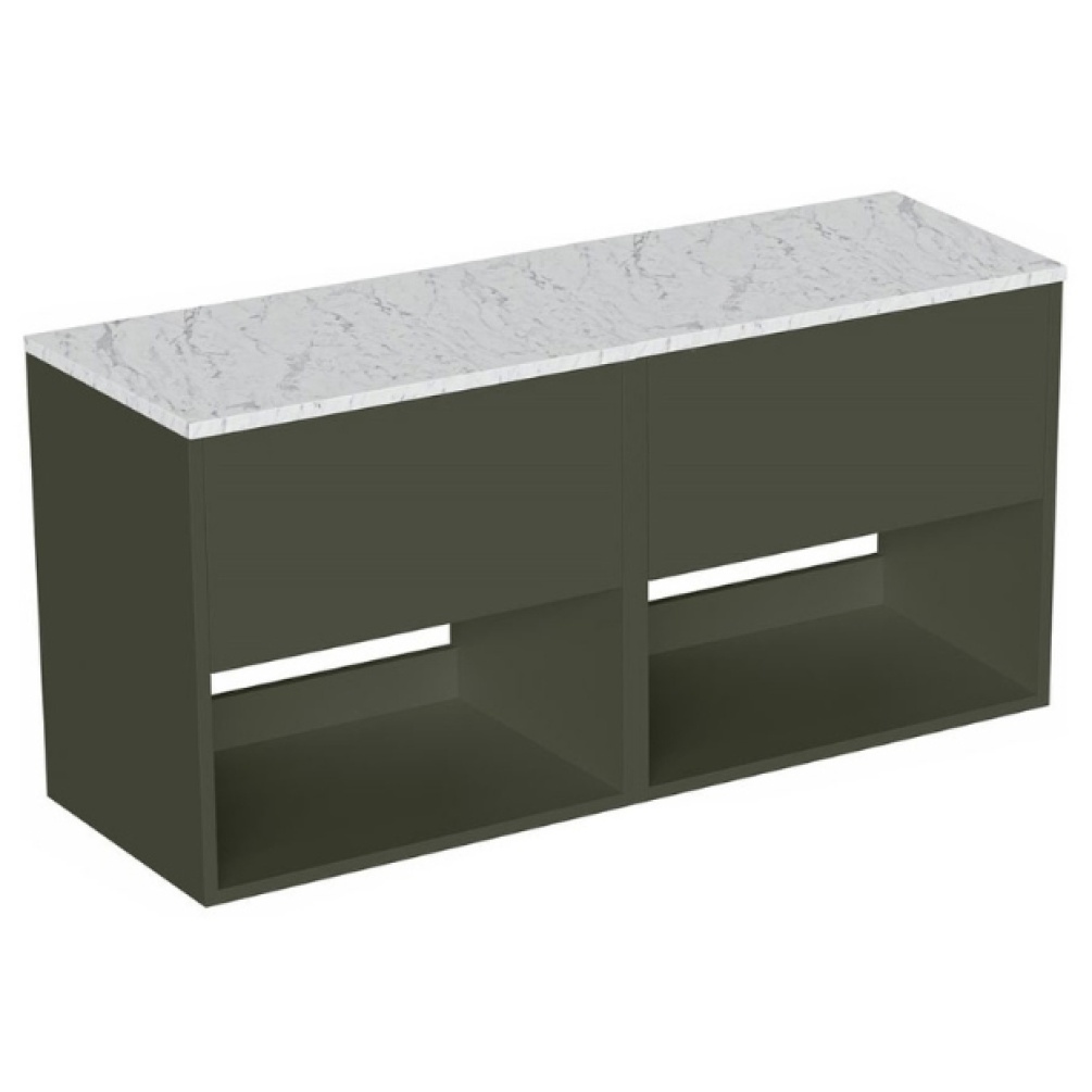 Cut out image of the Britton Hackney Earthy Green 1200mm Double Wall Hung Vanity Unit & Worktop