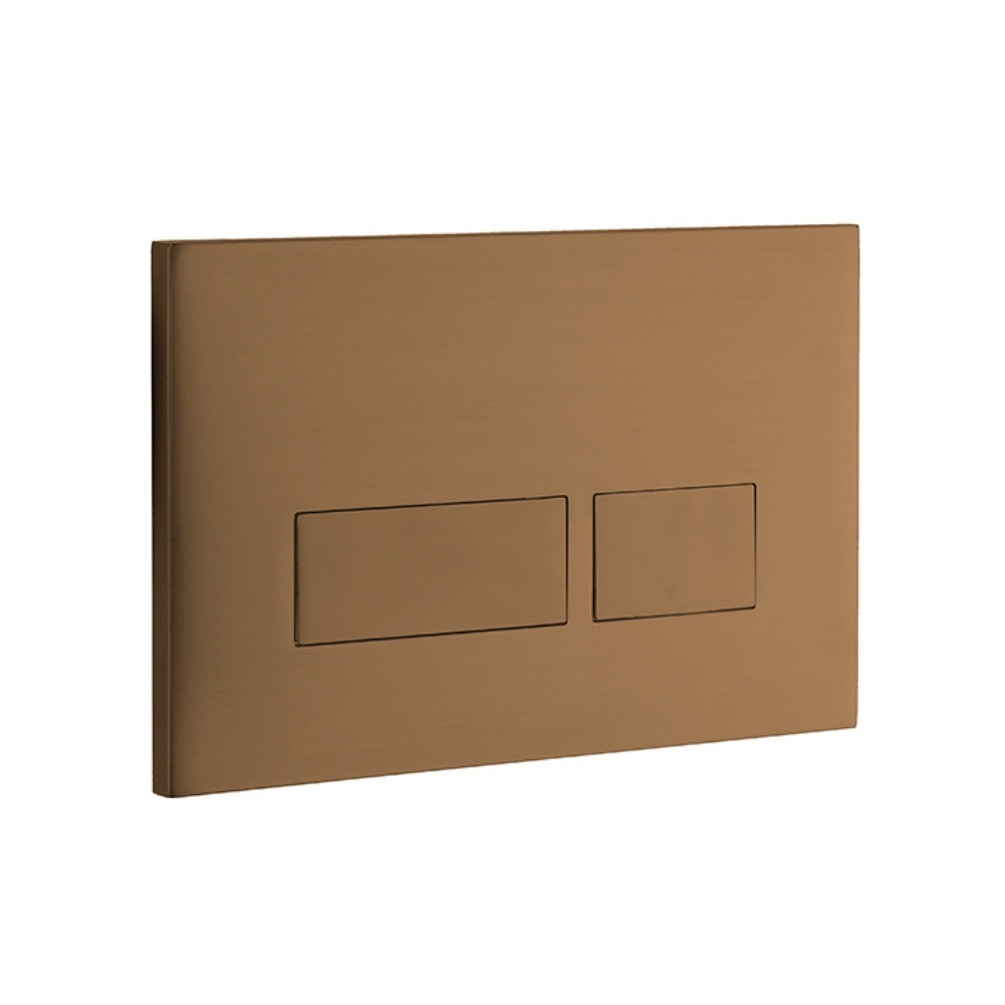 Product Cut out image of the Zero 3 Brushed Bronze Square Dual Flush Plate SAN1025