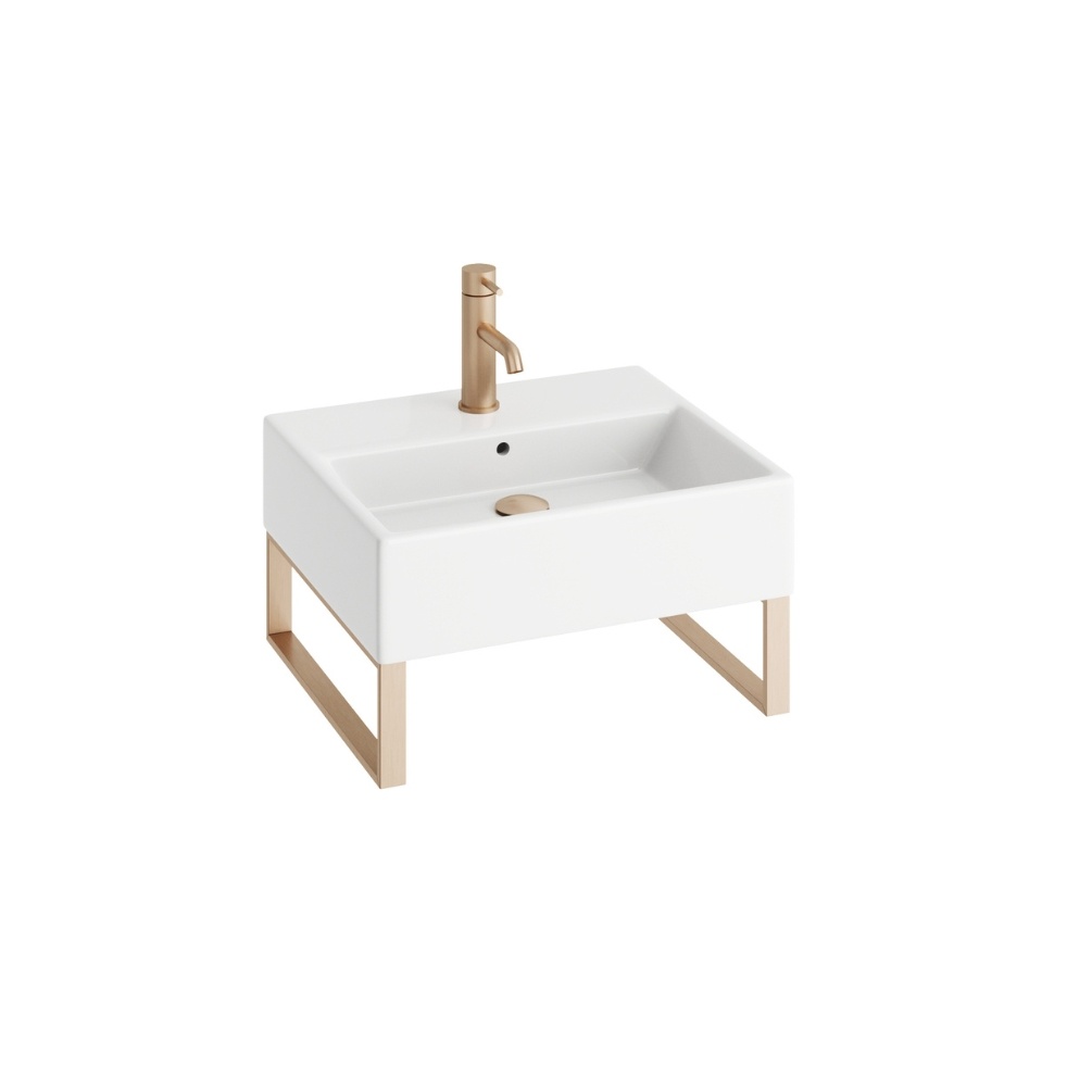 Product Cut out image of the Abacus Concept Pure 500mm Basin with Brushed Stainless Steel Towel Hangers with 1 Tap Hole
