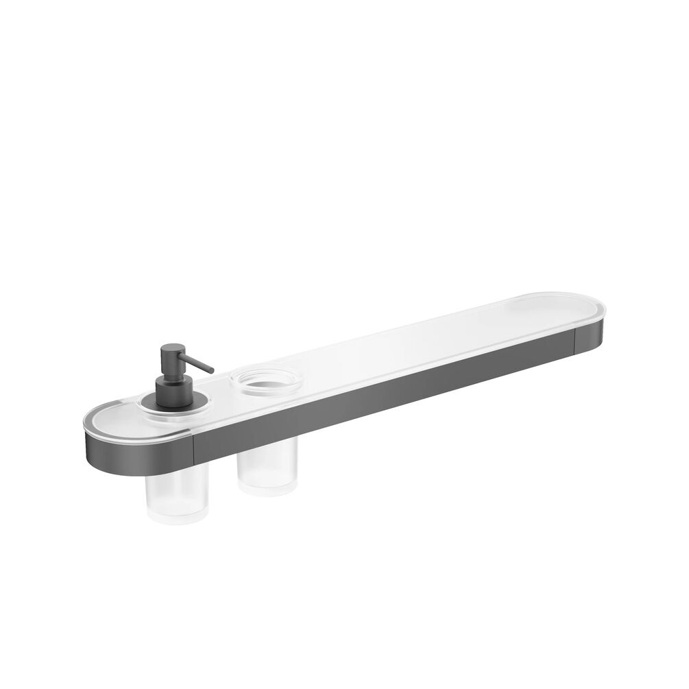 Crosswater Velo Slate Shelf, Soap Dispenser & Tumbler Holder - Left Hand
