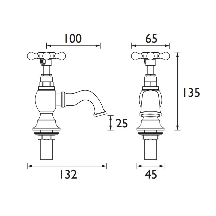 Heritage Trinity Basin Pillar Taps - TTRC00 | Sanctuary Bathrooms