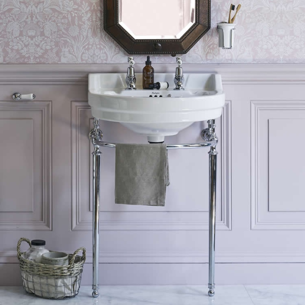 Product Lifestyle image of the Burlington Edwardian 560mm Round Basin & Chrome Washstand