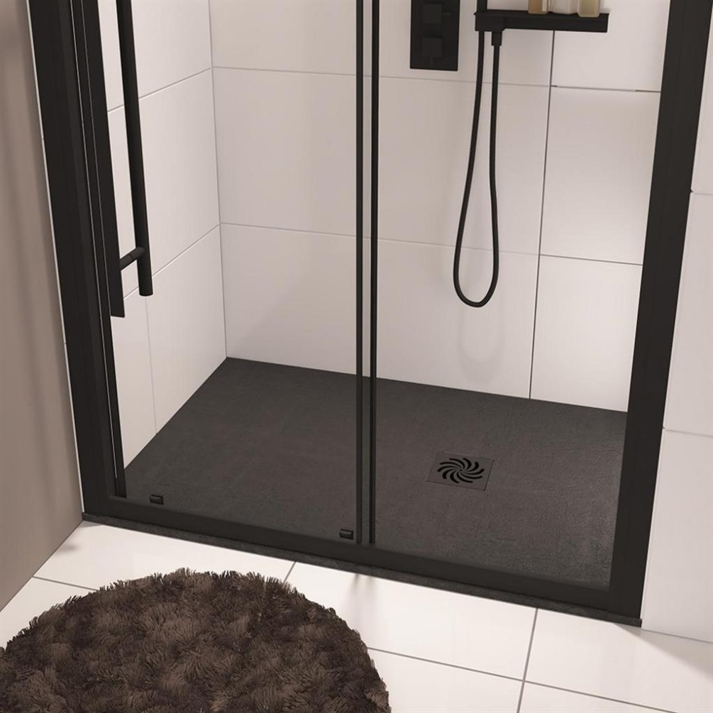 Eastbrook Crossland Black 1400mm x 900mm Slate -Effect Rectangular Shower Tray Lifestyle