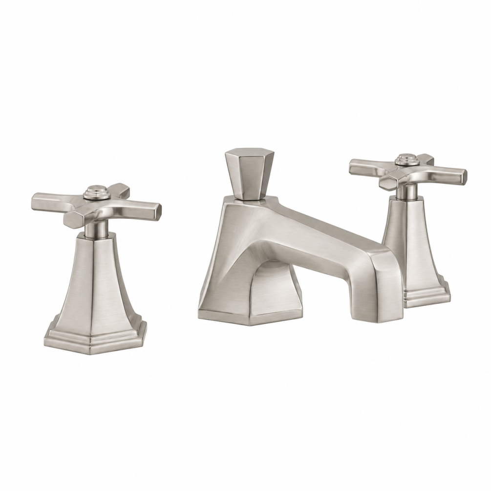 Cut out image of the Crosswater Waldorf Brushed Nickel 3 Tap Hole Crosshead Deck Mounted Basin Mixer