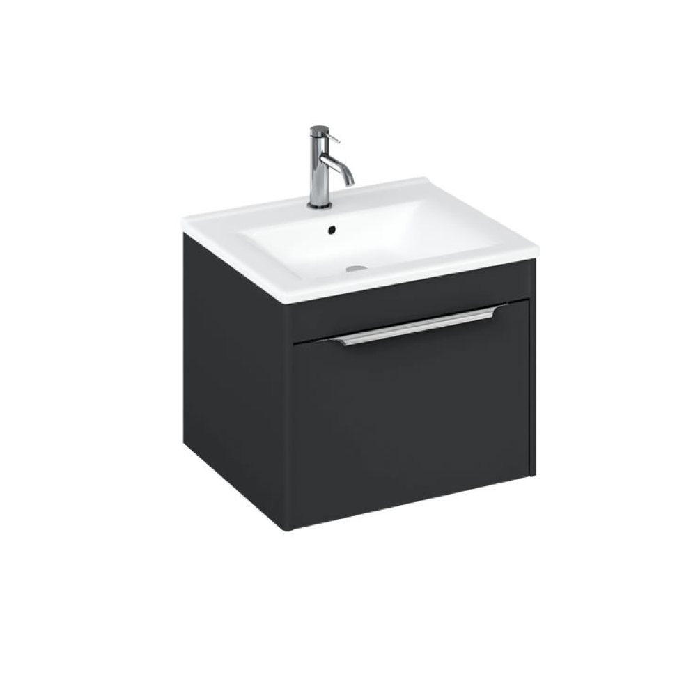Photo of Britton Bathrooms Shoreditch 550mm Wall Hung Single Drawer Unit & Basin in Matt Grey Cutout