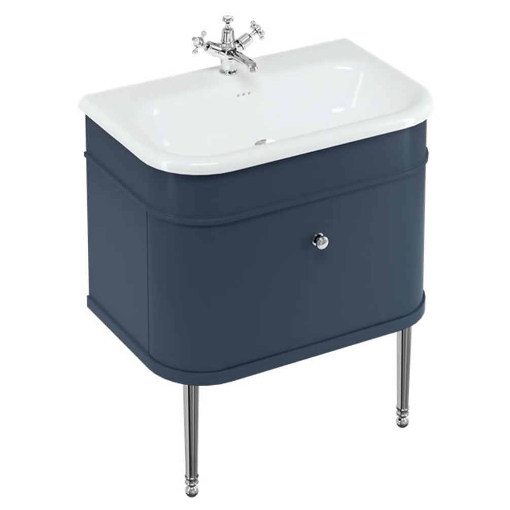 Burlington Chalfont 750mm Basin & Blue Wall Hung Unit & Chrome Legs