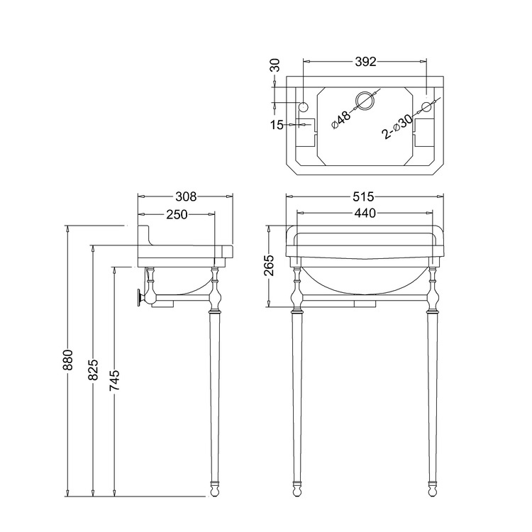 Burlington Edwardian Cloakroom Basin & Chrome Washstand Sanctuary