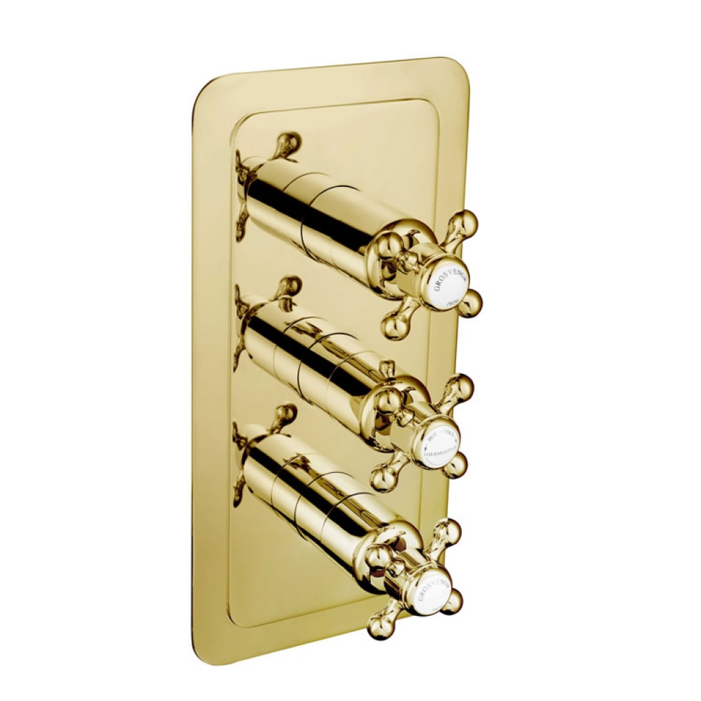 JTP Grosvenor Cross Thermostatic Twin Outlet 3 Control Shower Valve