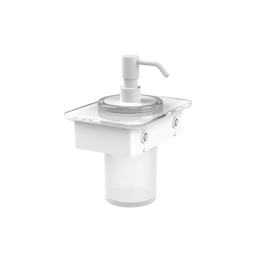Cut out image of Vado Cameo Muse Chrome Soap Dispenser with 150mm Black Glass Shelf