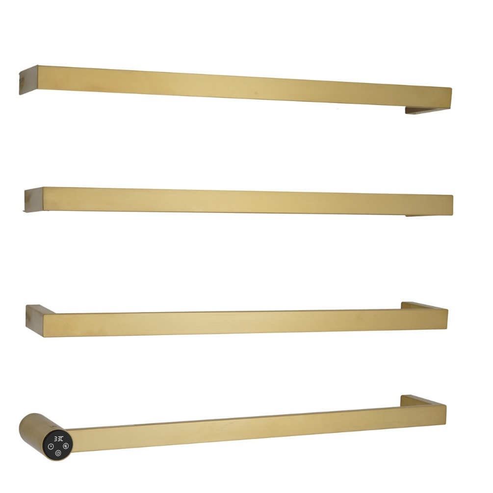 JTP Zyon Brushed Brass 630mm x 486mm Electric Designer Towel Radiator Cut Out