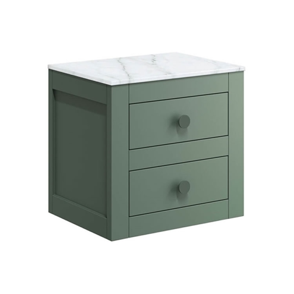 Crosswater Canvass 485mm Sage Green Wall-Hung Vanity Unit & Marble Worktop
