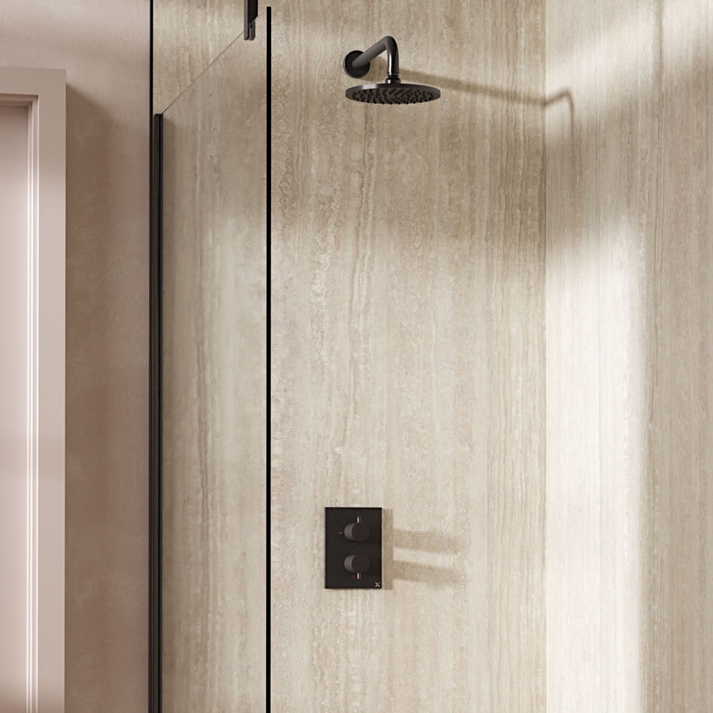 Lifestyle image of Crosswater Crossbox Slate Single Outlet Rainfall Shower Set
