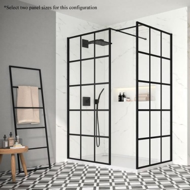 Merlyn Black Squared Shower Wall | Sanctuary Bathrooms