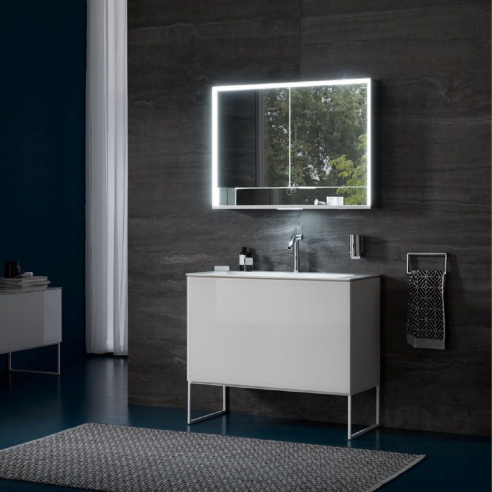 Product Lifestyle image of Keuco Royal Lumos 1000mm Double Mirror Cabinet 14304 171331 emitting daylight white light