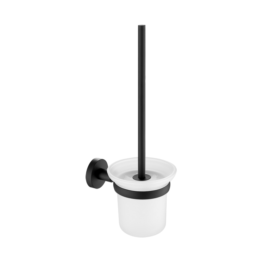 Product Cut out image of the JTP Vos Matt Black Toilet Brush Holder