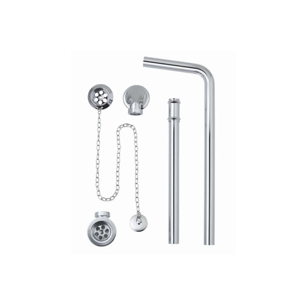 Cutout image of BC Sanitan Chrome Exposed Plug & Chain Bath Waste With Overflow Pipe