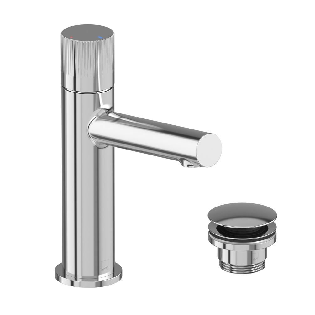 Vado Safari Leverless Fluted Chrome Mono Basin Mixer With Waste