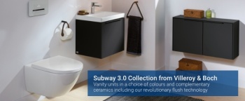 image showing villeroy and boch subway 3.0 vanity units with text overlayed with Subway 3.0 information