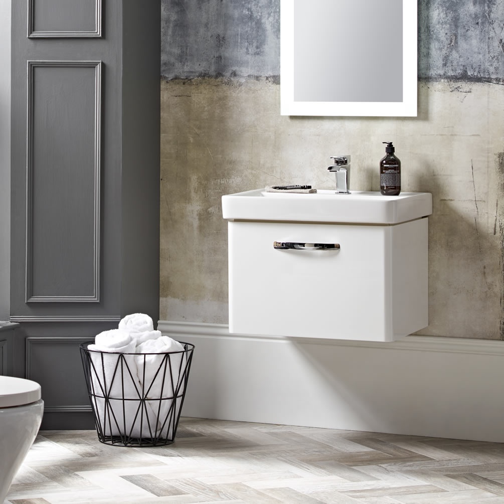 Tavistock Compass 500mm Gloss White Wall Mounted Unit & Basin - Lifestyle Image